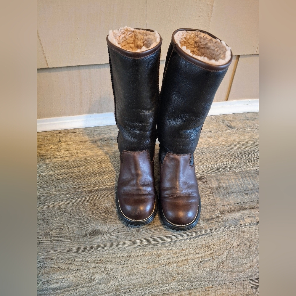 UGG BROOKS Brown Shearling Lined Tall Boots Size 6 UGG BROOKS